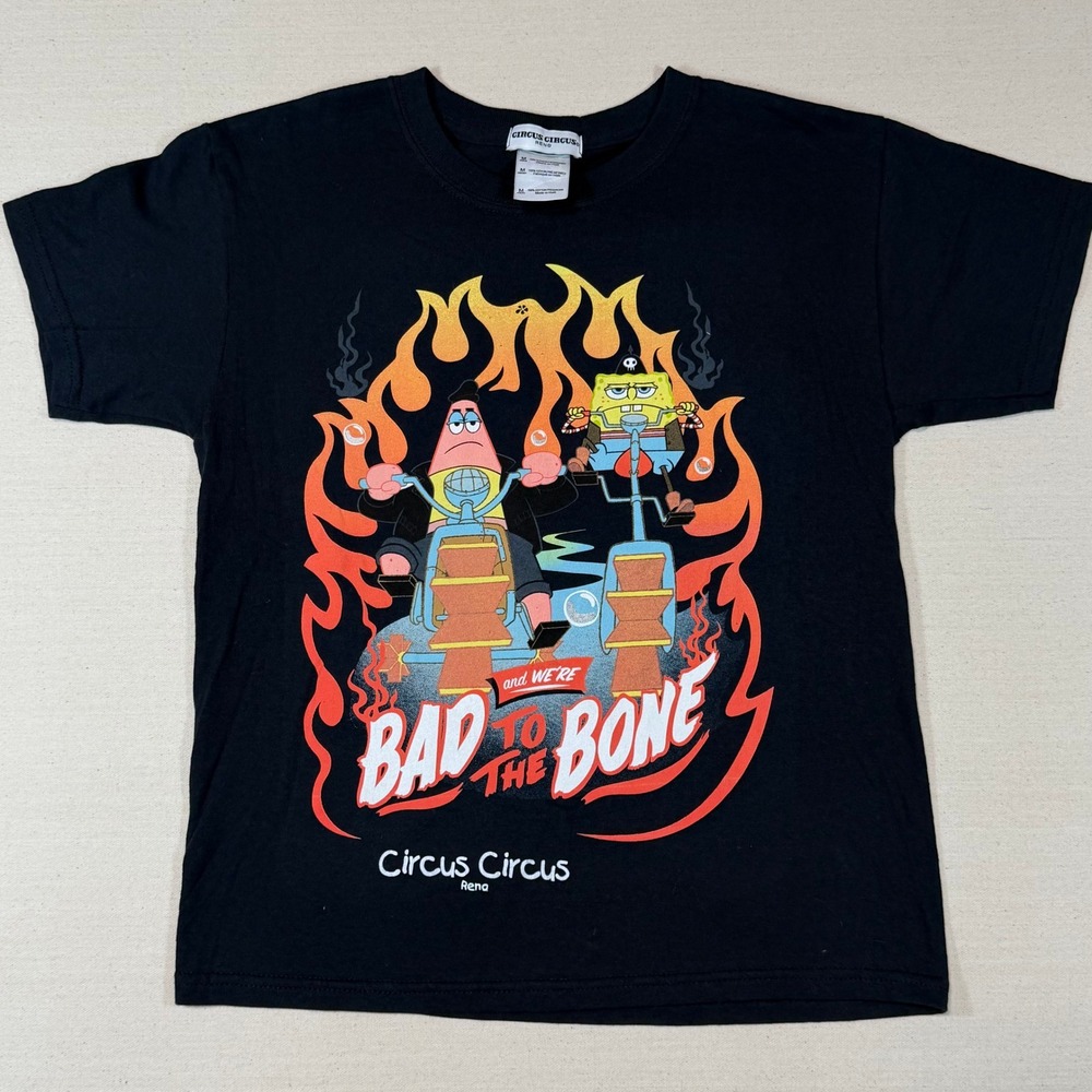 Circus Circus Reno SpongeBob SquarePants Bad to the Bone Shirt Youth Medium